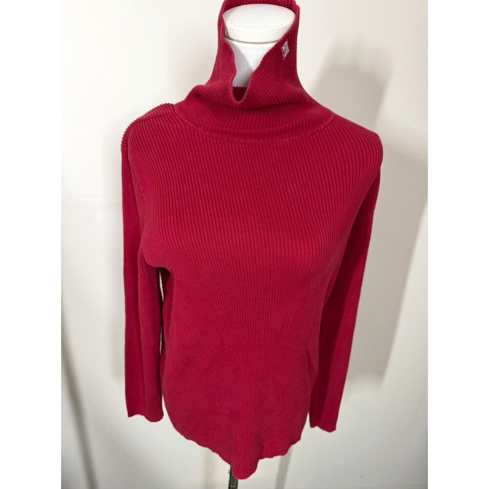 Lauren Ralph Lauren Womens Plus 2X Red Rib-Knit Turtleneck Pullover Stretch 387